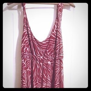 Red and Cream Tropical Print Summer Dress